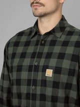 HARKILA Scandinavian Long Sleeve Shirt - Mens - Green Check