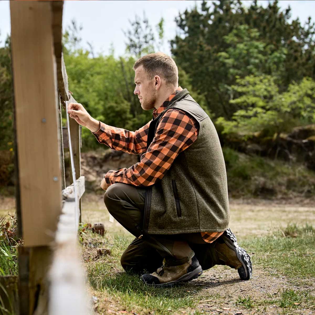 HARKILA Scandinavian Long Sleeve Shirt - Mens - Mandarin Check