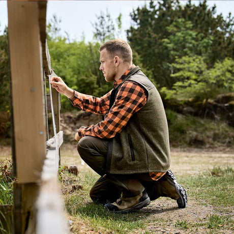 HARKILA Scandinavian Long Sleeve Shirt - Mens - Mandarin Check