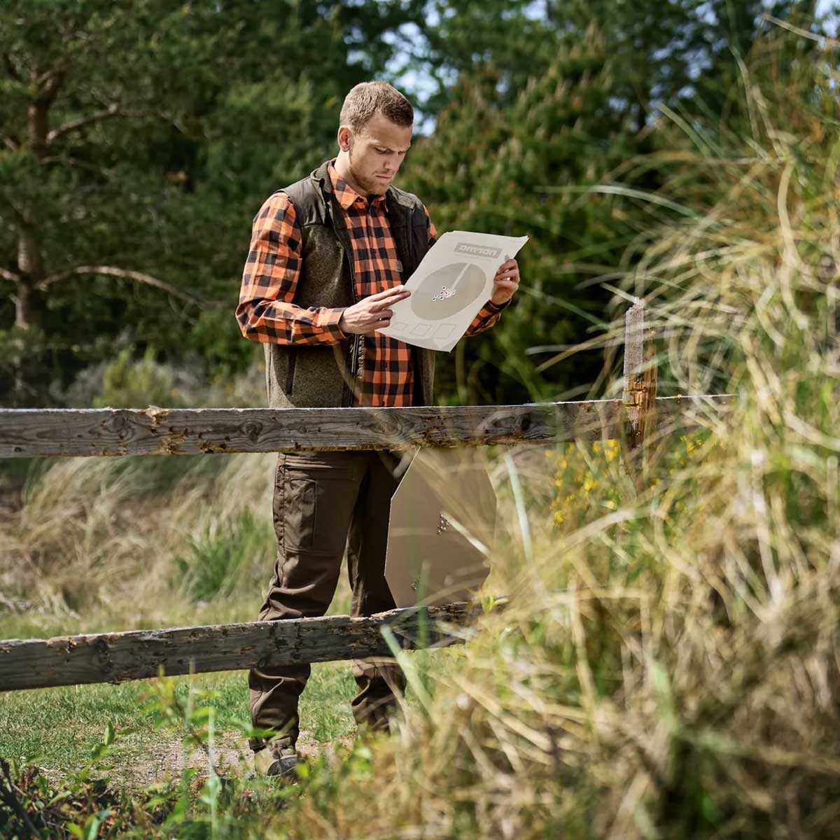 HARKILA Scandinavian Long Sleeve Shirt - Mens - Mandarin Check