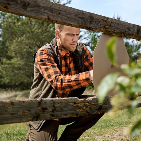 HARKILA Scandinavian Long Sleeve Shirt - Mens - Mandarin Check