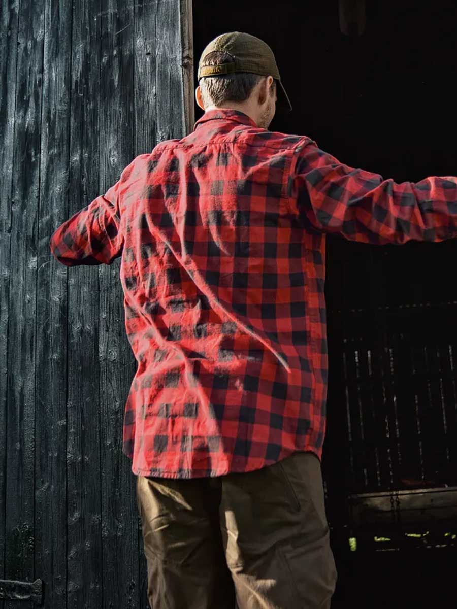 HARKILA Scandinavian Long Sleeve Shirt - Mens - Red Check