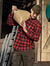HARKILA Scandinavian Long Sleeve Shirt - Mens - Red Check