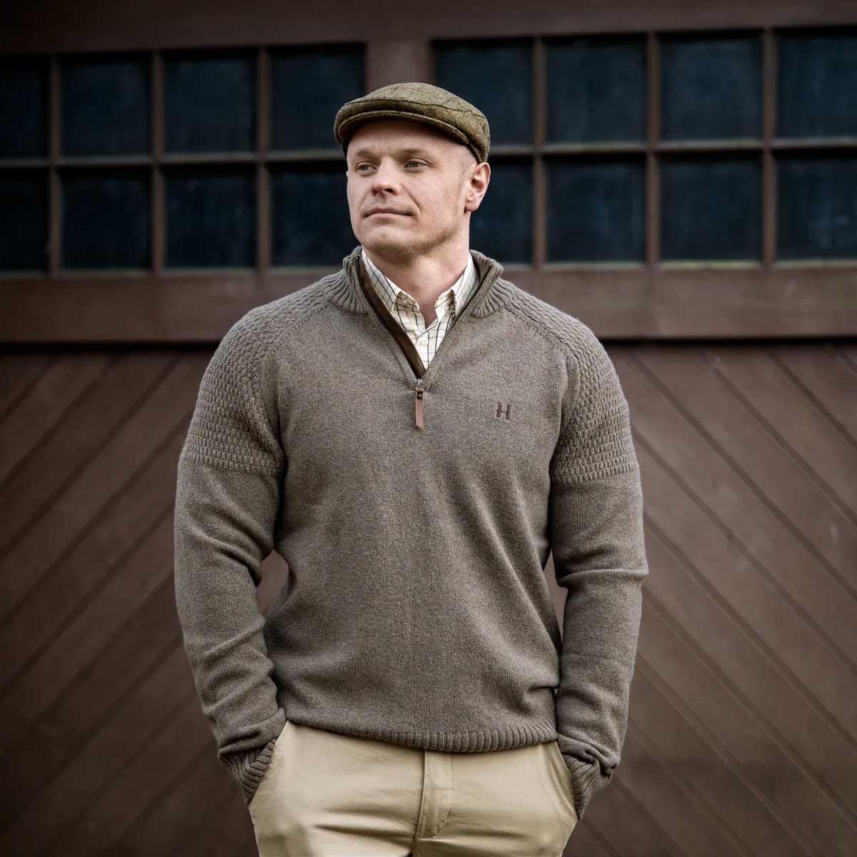 HARKILA Vincent Merino Half Zip Pullover - Mens - Dark Sand