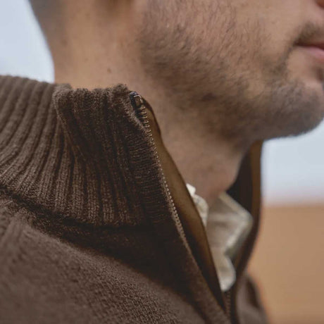 HARKILA Vincent Merino Half Zip Pullover - Mens - Demitasse Brown