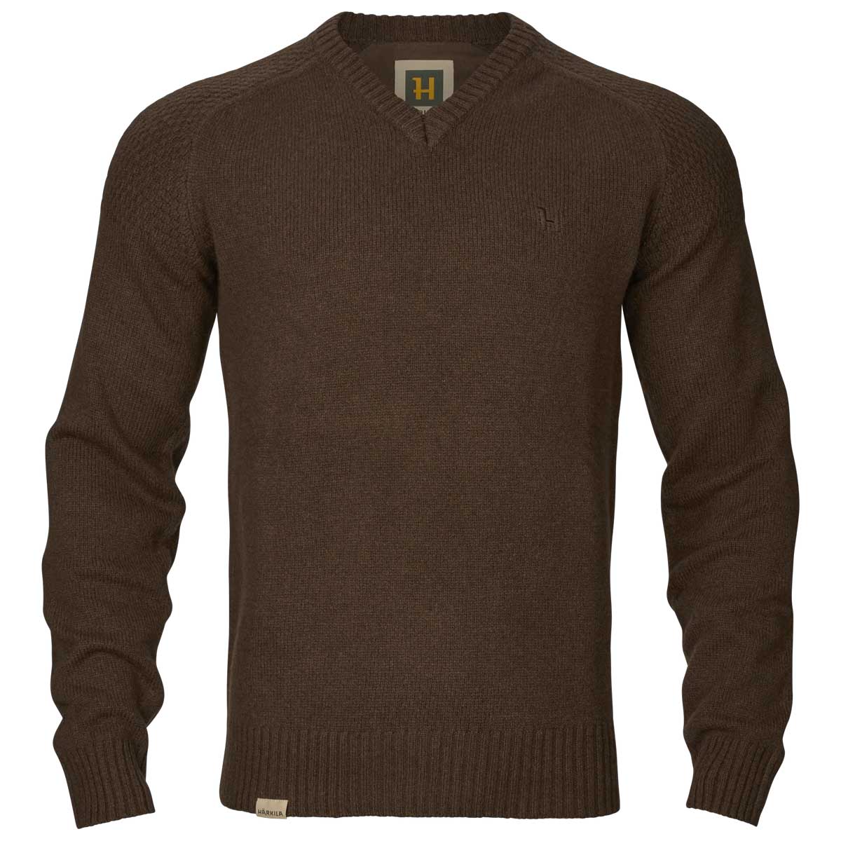 HARKILA Vincent Merino V-Neck Pullover - Mens - Demitasse Brown