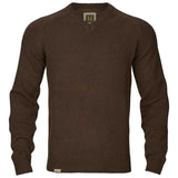 HARKILA Vincent Merino V-Neck Pullover - Mens - Demitasse Brown
