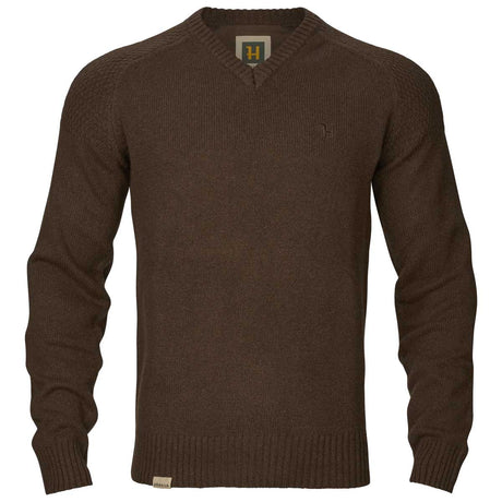 HARKILA Vincent Merino V-Neck Pullover - Mens - Demitasse Brown