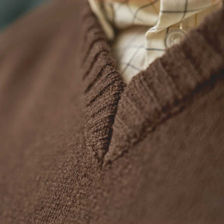 HARKILA Vincent Merino V-Neck Pullover - Mens - Demitasse Brown
