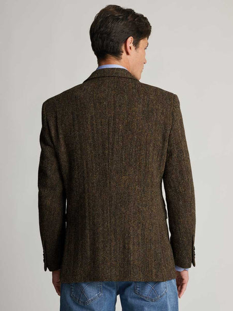 HARRIS TWEED Dumfries Tailored Fit Jacket - Mens - Brown Herringbone