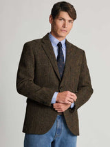 HARRIS TWEED Dumfries Tailored Fit Jacket - Mens - Brown Herringbone