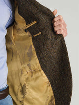 HARRIS TWEED Dumfries Tailored Fit Jacket - Mens - Brown Herringbone