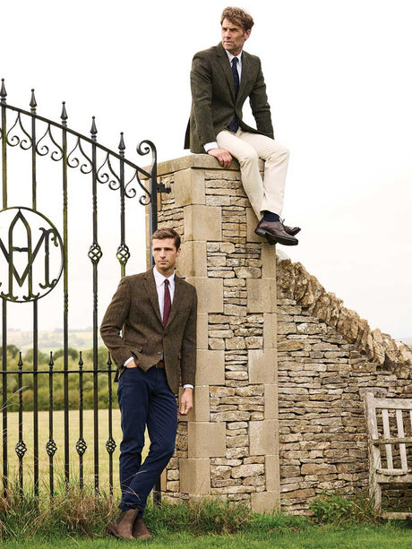 HARRIS TWEED Dumfries Tailored Fit Jacket - Mens - Brown Herringbone