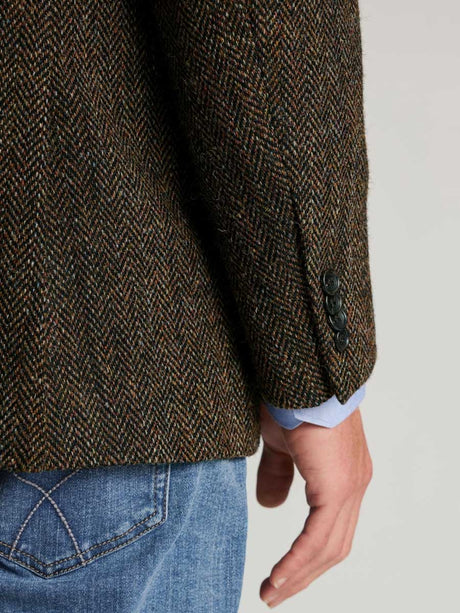 HARRIS TWEED Dumfries Tailored Fit Jacket - Mens - Brown Herringbone