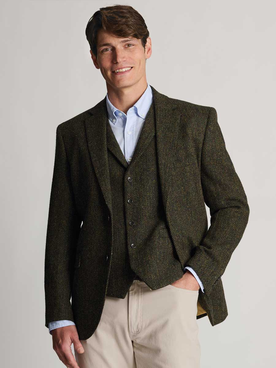HARRIS TWEED Glencoe Tailored Fit Jacket - Mens - Green