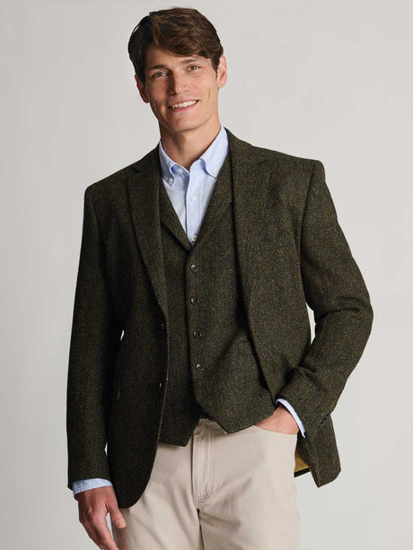HARRIS TWEED Glencoe Tailored Fit Jacket - Mens - Green