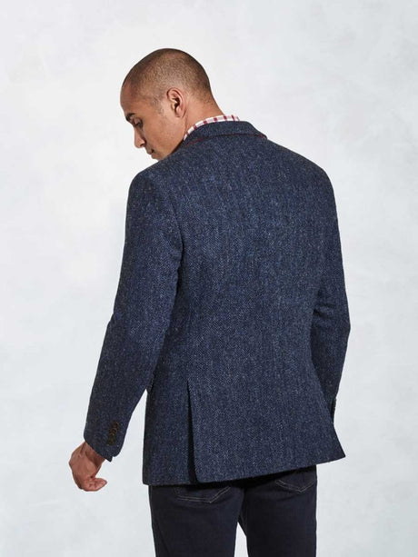 HARRIS TWEED Stranrear Jacket - Mens - Navy Herringbone