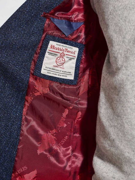 HARRIS TWEED Stranrear Jacket - Mens - Navy Herringbone
