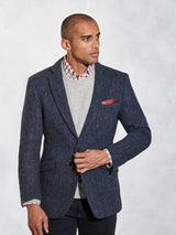 HARRIS TWEED Stranrear Jacket - Mens - Navy Herringbone