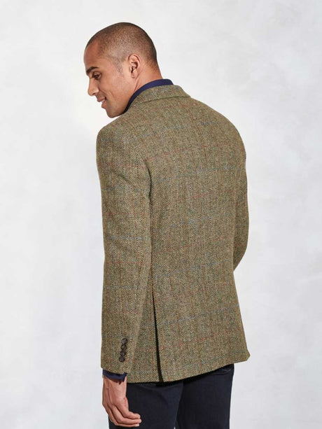 HARRIS TWEED Stromay Jacket - Mens - Olive Green with Check
