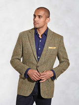 HARRIS TWEED Stromay Jacket - Mens - Olive Green with Check