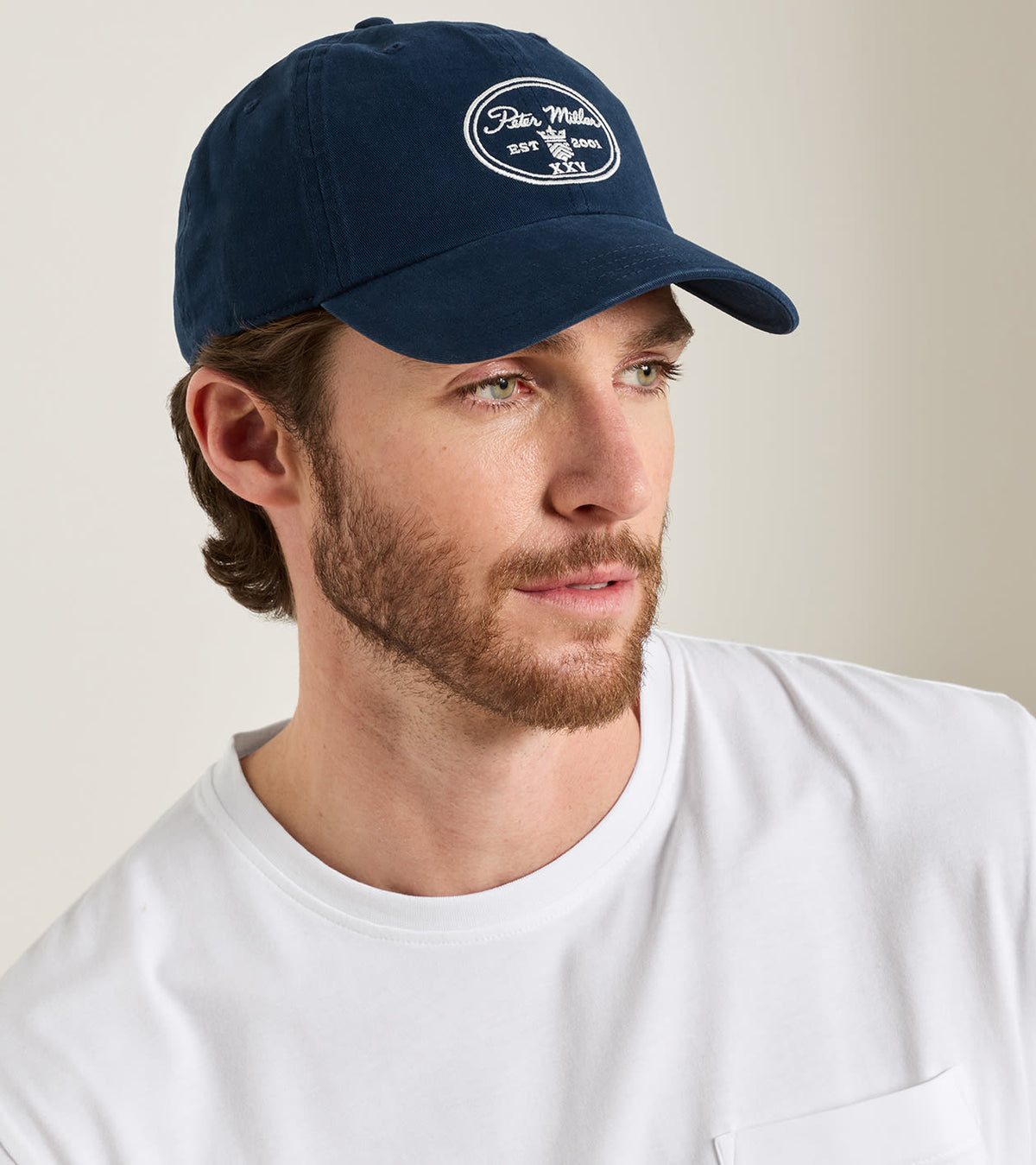 Peter Millar 25th Anniversary Hat in Navy - logo detail