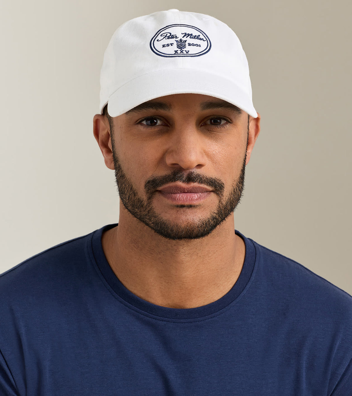 Peter Millar 25th Anniversary Hat in White - logo detail