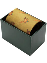 HOGGS OF FIFE 100% Silk Woven Tie Pheasants Boxed - Gold