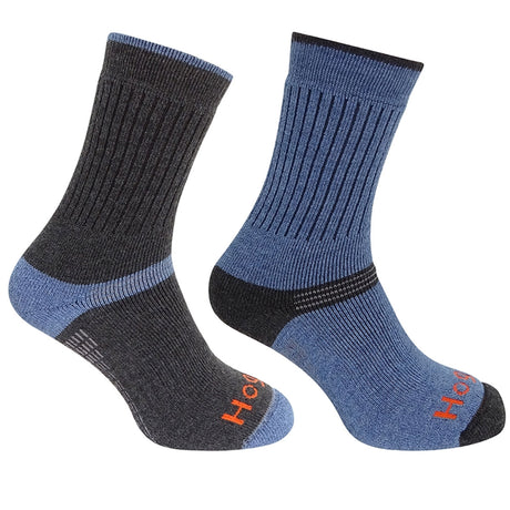 HOGGS OF FIFE 1905 Tech Active Socks - Twin Pack - Charcoal / Denim