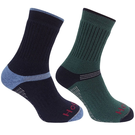 HOGGS OF FIFE 1905 Tech Active Socks - Twin Pack - Green / Navy