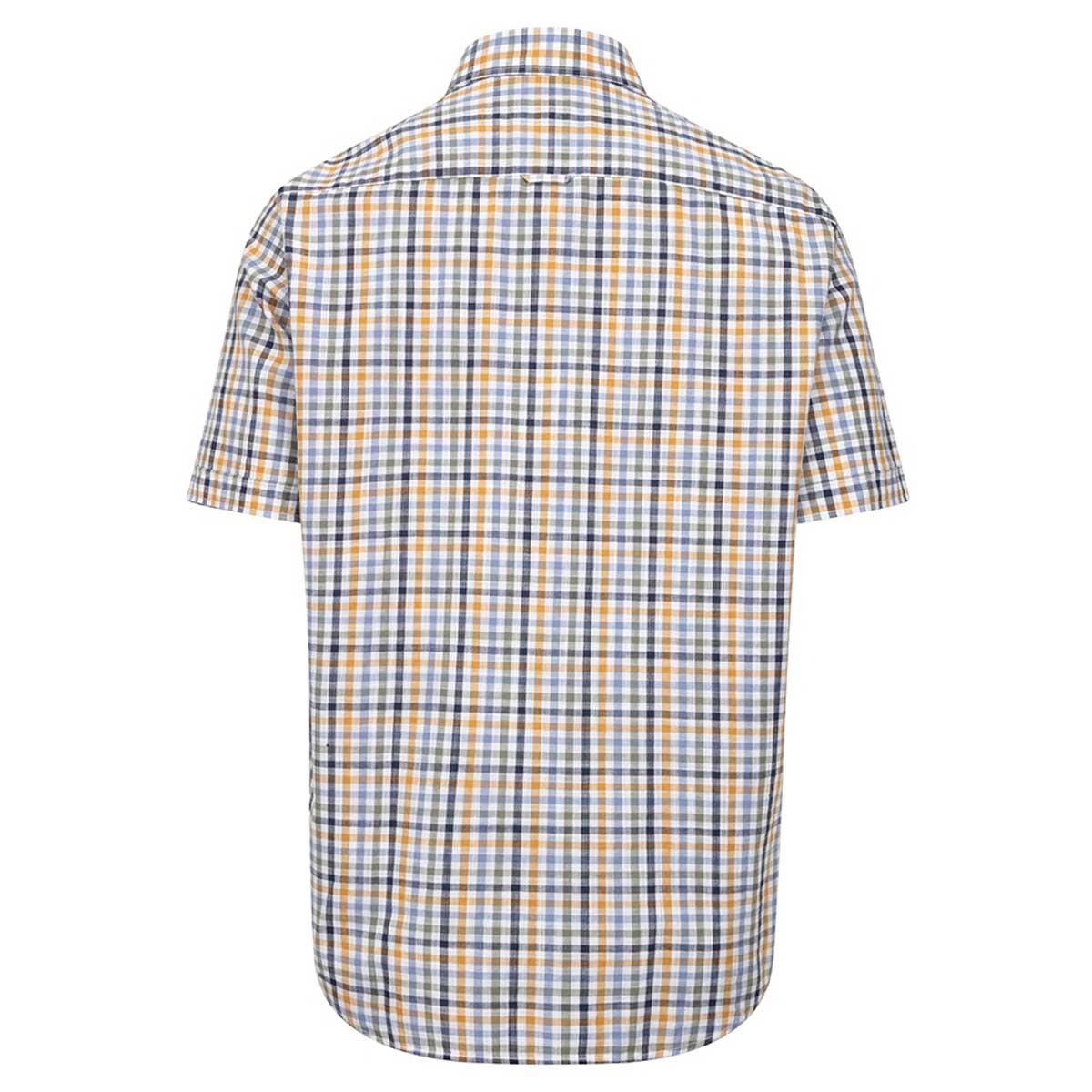 HOGGS OF FIFE Aberdour Short Sleeve Checked Shirt - Mens - Blue / Basil / Gold