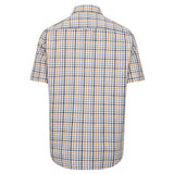 HOGGS OF FIFE Aberdour Short Sleeve Checked Shirt - Mens - Blue / Basil / Gold