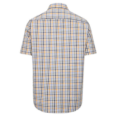 HOGGS OF FIFE Aberdour Short Sleeve Checked Shirt - Mens - Blue / Basil / Gold
