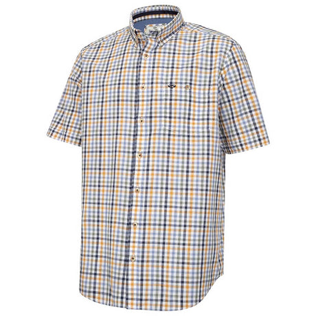 HOGGS OF FIFE Aberdour Short Sleeve Checked Shirt - Mens - Blue / Basil / Gold