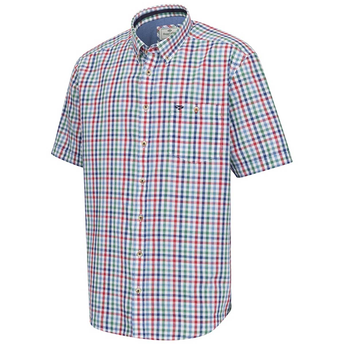 HOGGS OF FIFE Aberdour Short Sleeve Checked Shirt - Mens - Green / Red