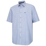 HOGGS OF FIFE Aberdour Short Sleeve Checked Shirt - Mens - Plain Blue
