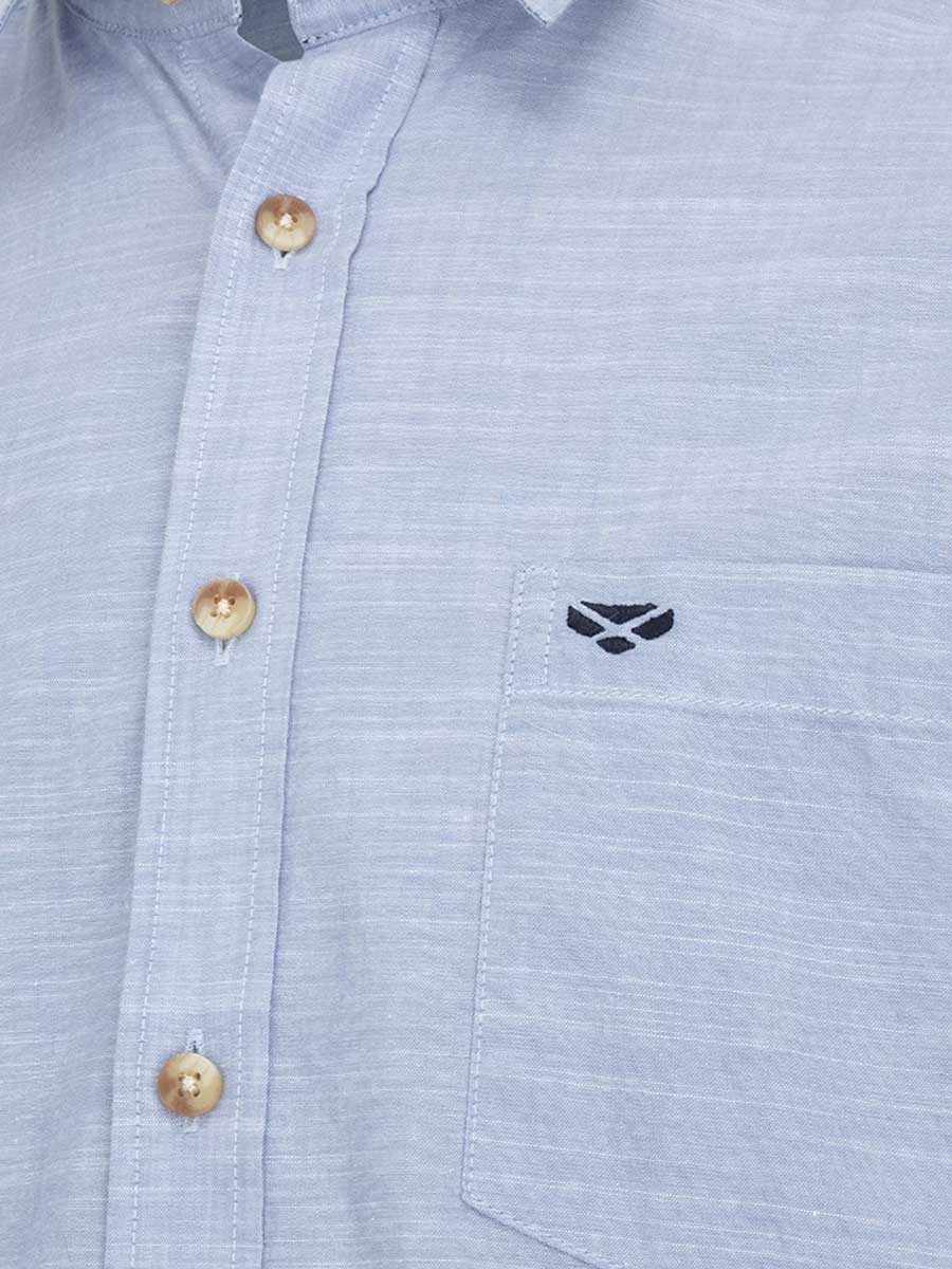 HOGGS OF FIFE Aberdour Short Sleeve Checked Shirt - Mens - Plain Blue