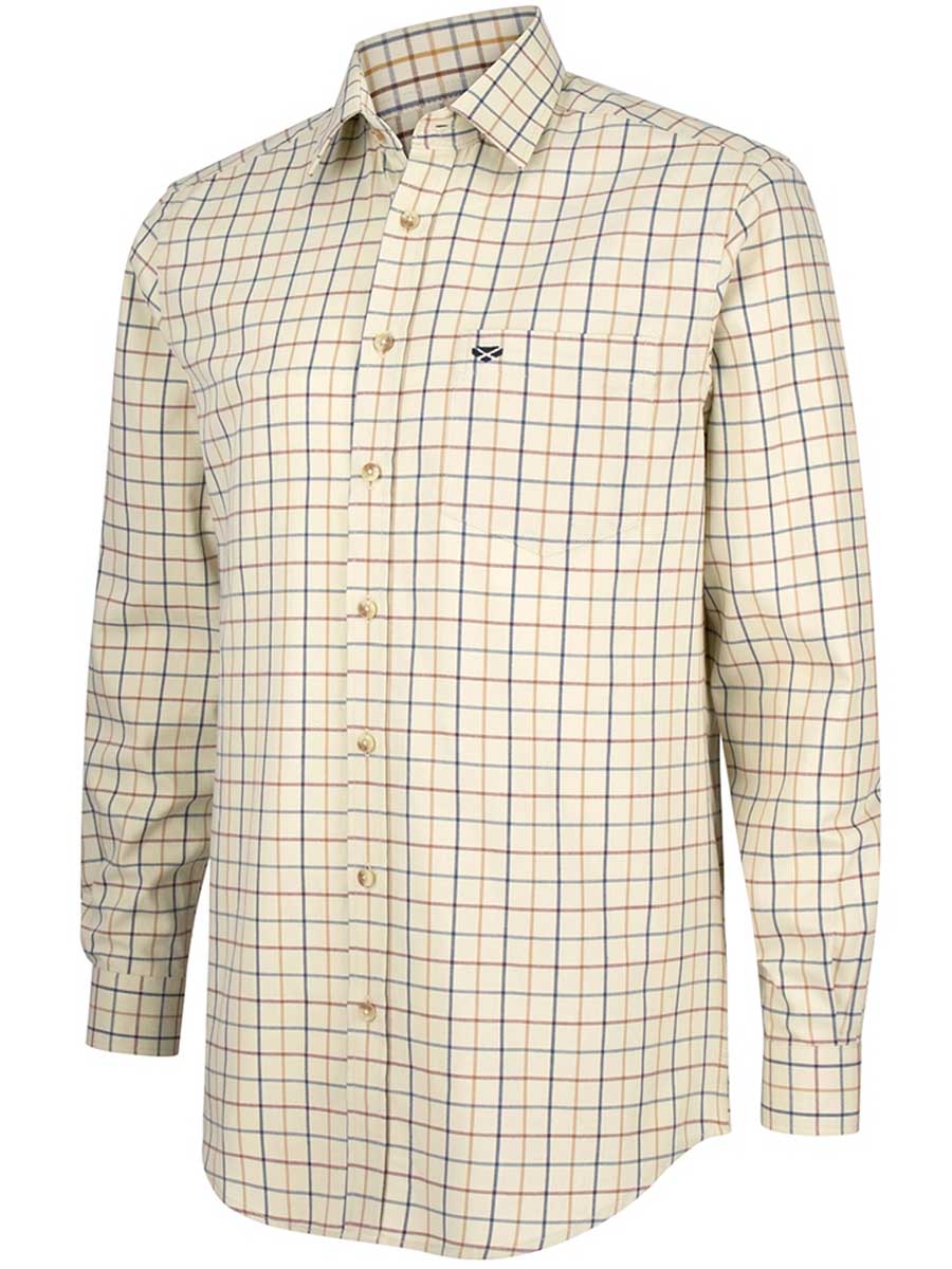 HOGGS OF FIFE Ambassador Premier Tattersall Shirt - Mens - Ivory & Navy Hoggs of Fife