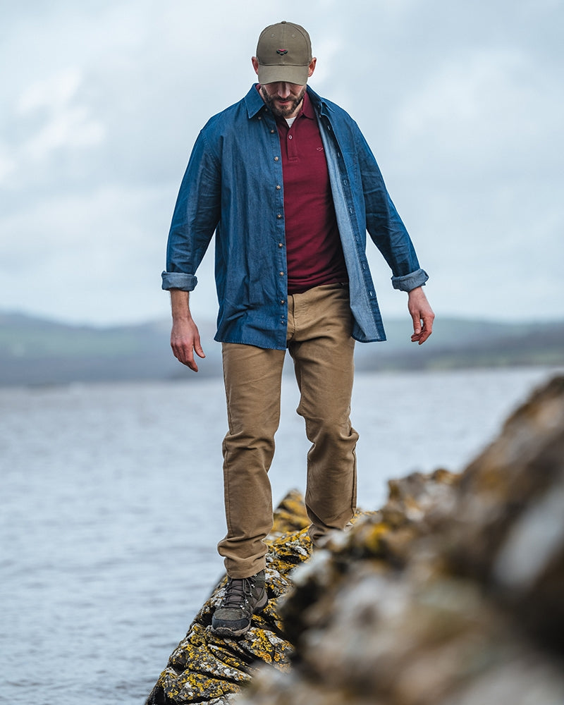 HOGGS OF FIFE Archerfield Denim Shirt - Mens - Mid Blue Wash