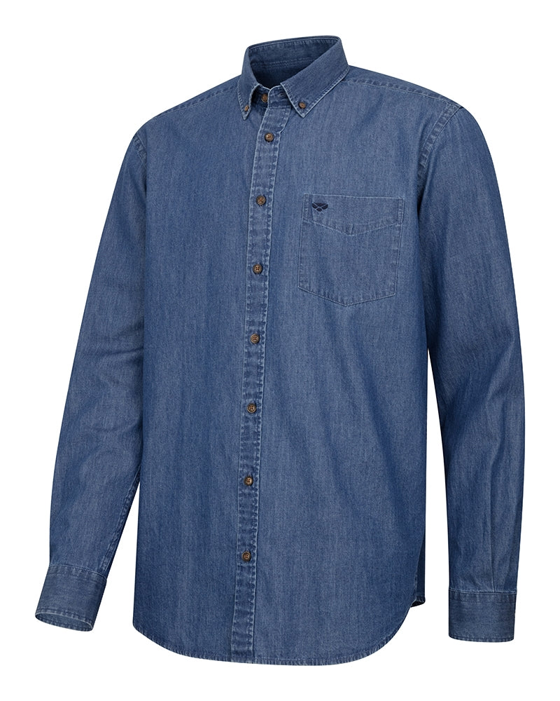 HOGGS OF FIFE Archerfield Denim Shirt - Mens - Mid Blue Wash