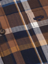 Load image into Gallery viewer, HOGGS OF FIFE Arran Microfleece Lined Cotton Shirt - Mens - Navy / Brown Check
