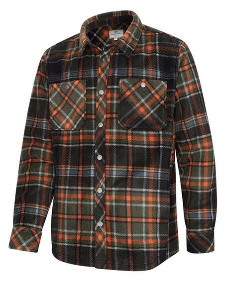 HOGGS OF FIFE Balbeggie Fleece Shacket - Mens - Green/Rust