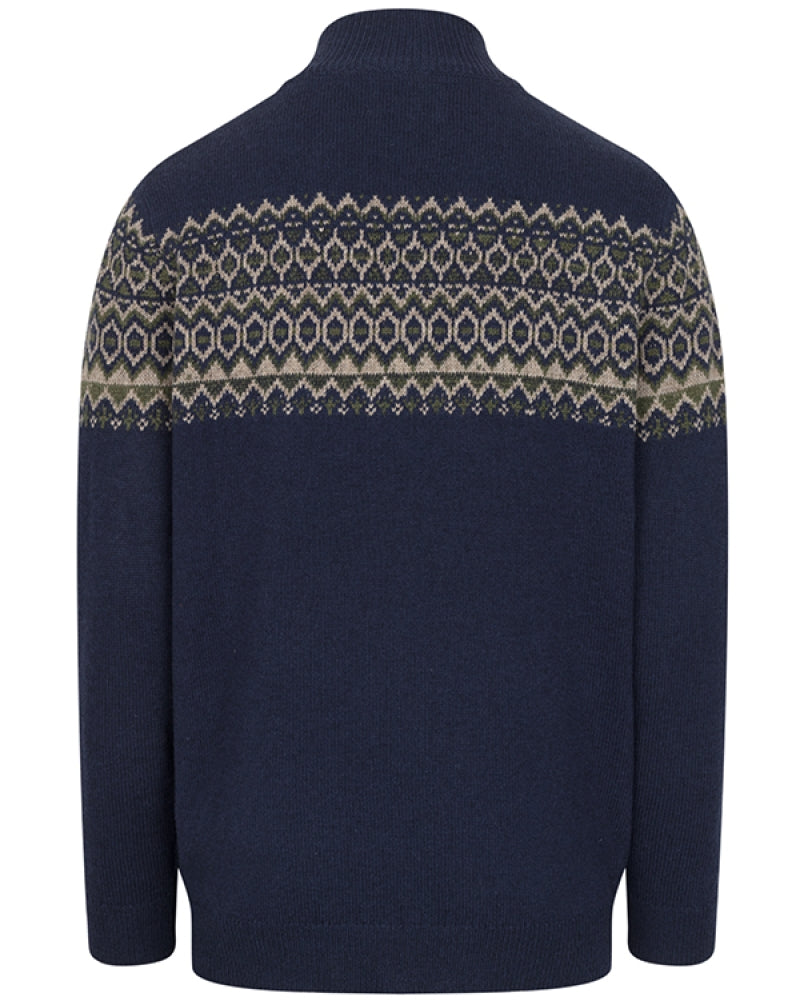 HOGGS OF FIFE Colonsay Fair Isle 1/4 Zip Pullover – Men's – Navy