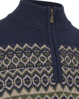 HOGGS OF FIFE Colonsay Fair Isle 1/4 Zip Pullover – Men's – Navy