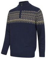 HOGGS OF FIFE Colonsay Fair Isle 1/4 Zip Pullover – Men's – Navy
