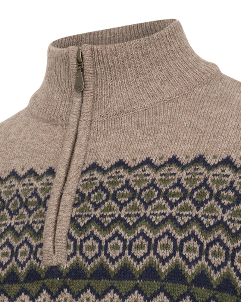 HOGGS OF FIFE Colonsay Fair Isle ¼ Zip Pullover – Men's