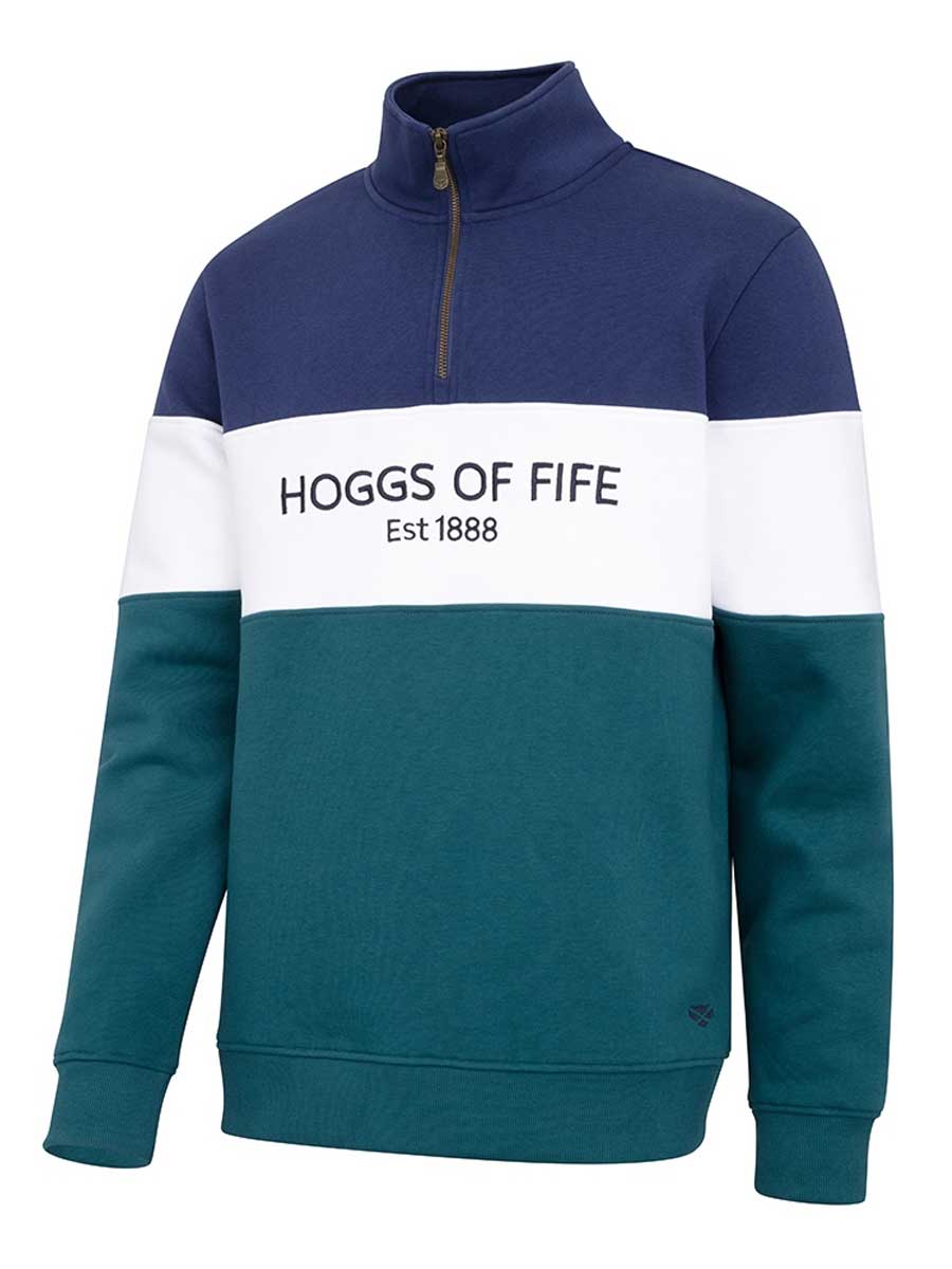HOGGS OF FIFE Dumfries 1888 1/4 Zip Sweatshirt - Men's - Nordic Blue / Meditteranea