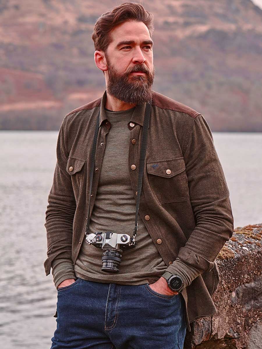 HOGGS OF FIFE Dunvegan Flannel Shirt - Mens - Loden