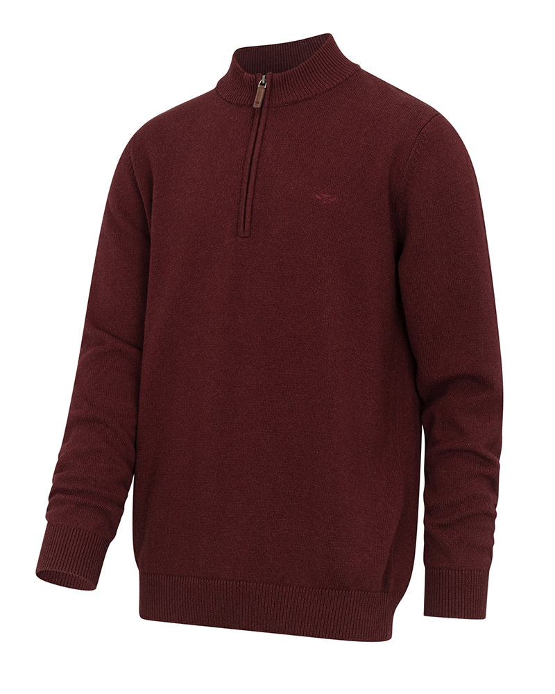 HOGGS OF FIFE Falkirk 1/4 Zip Pullover – Men's – Berry Red