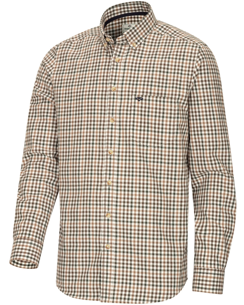 HOGGS OF FIFE Garvock Cotton Twill Herringbone Check Shirt – Men's – Brown/Green